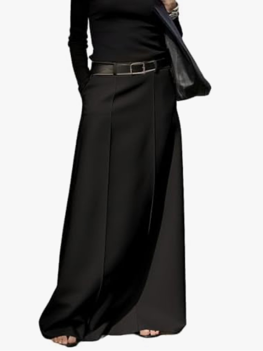 NWT UOOZEE Black Maxi A-Line Skirt Minimalist Quiet Luxury Size L - Picture 14 of 15